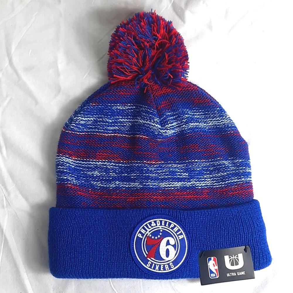 NBA Ultra Game Philadelphia 76ers Adult Knit Hat OSFM with Pom Beanie NE…
