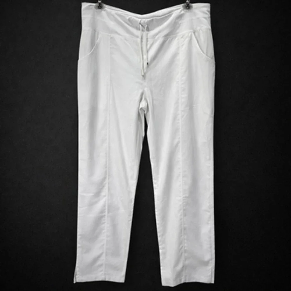 Grey's Anatomy Womens Scrub Pants XLT White Wide Waist Active Healthcare Nursing