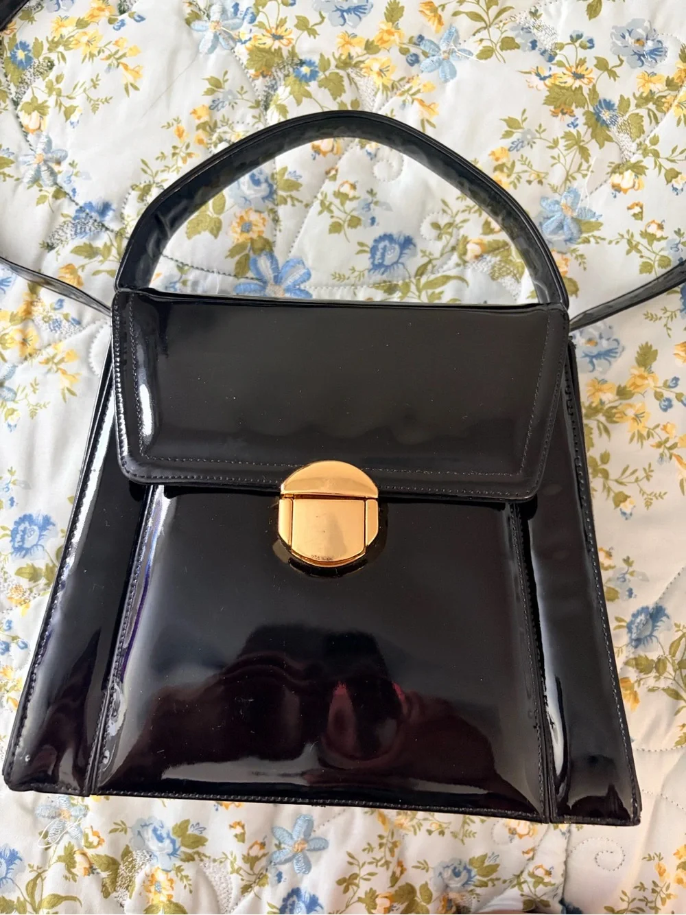 Vintage Rangoni of Florence Black patent leather structured crossbody