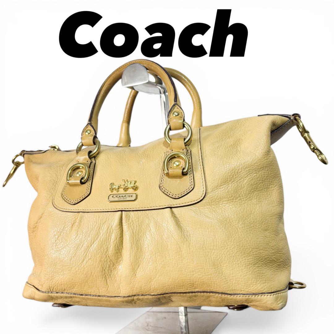 COACH Leather Handbag Beige y2k 00s Coach